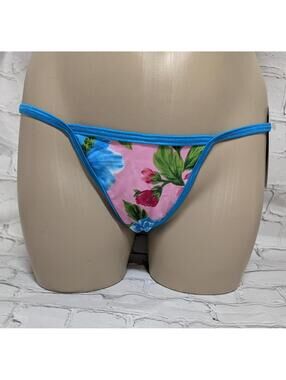 BODYZONE BLUE FLORAL T BACK THONG NWT VINTAGE‎ DISCOUNT ON MULTIPLES